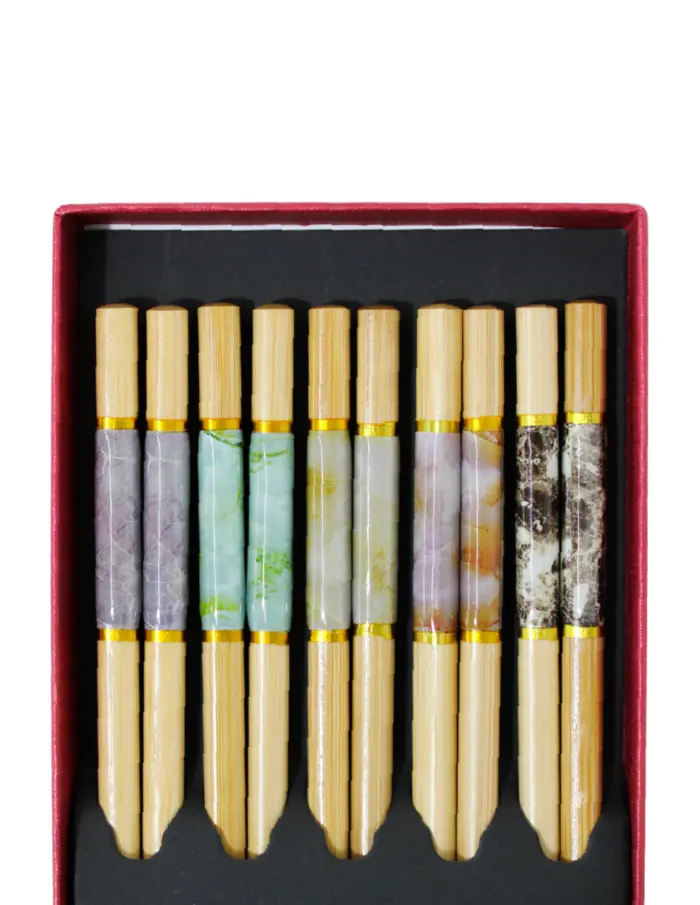 Juego de 5 pares de palillos para comida china diseño marmol - Image 3
