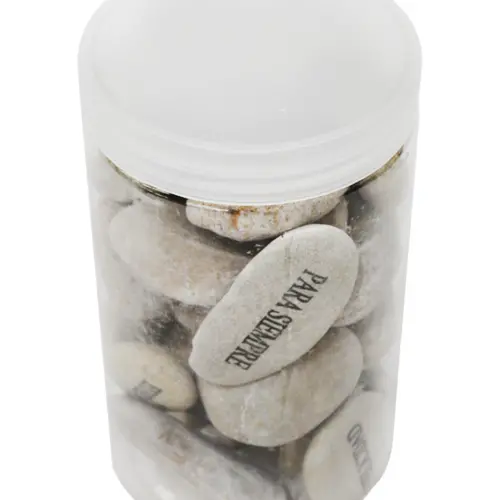 Caja con 24 piedras 8 con palabras emotivas y 16 sin palabras