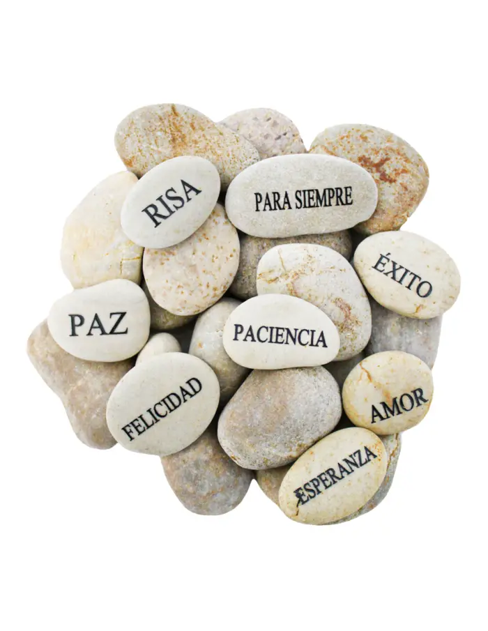 Caja con 24 piedras 8 con palabras emotivas y 16 sin palabras - Image 3