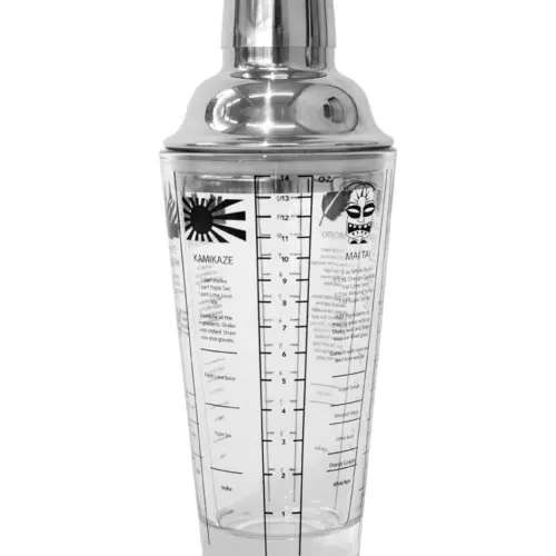 Shaker de metal con recipiente de cristal de 25x9cm