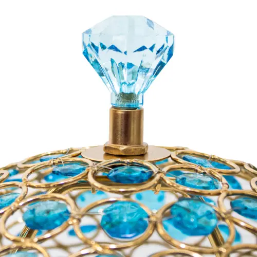 Lámpara de mesa con base dorada y cuentas azules de 25x25x42cm