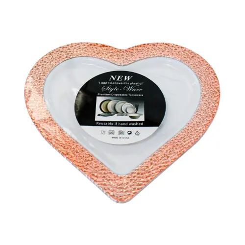Juego de 3 platos blancos con orilla cobre de plastico de 25cm