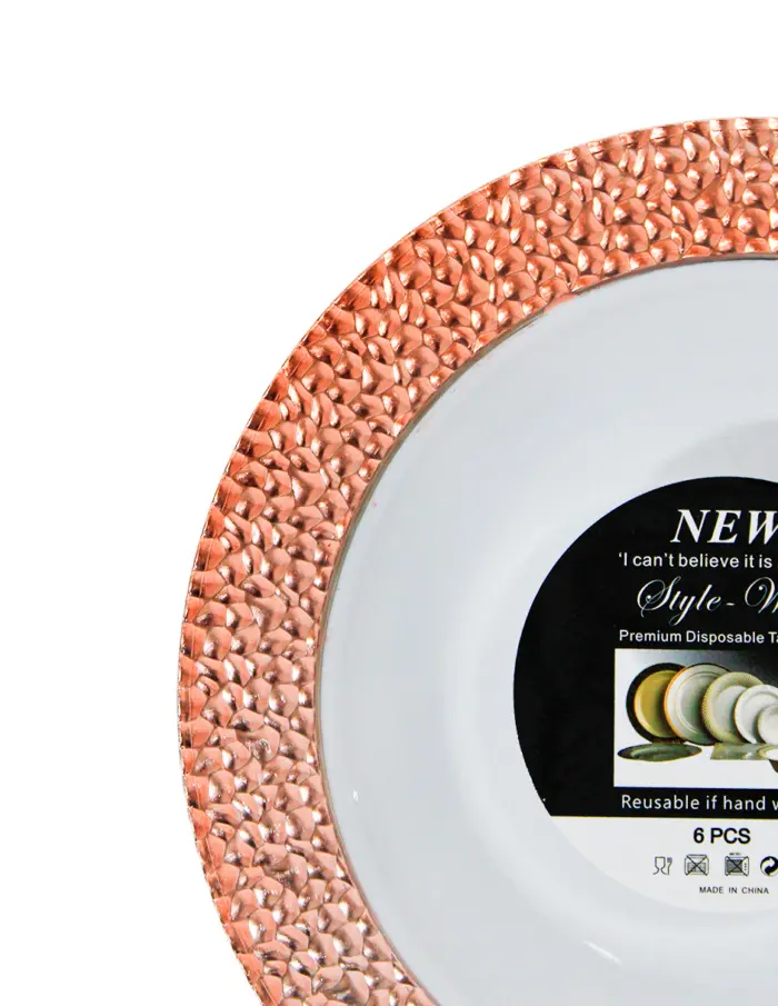 Juego de 6 bowl blancos con orilla cobre de plastico de 17cm - Image 3