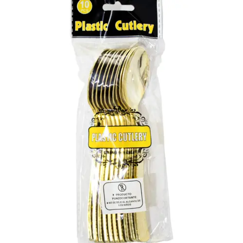Juego de 10 cucharas doradas de plastico