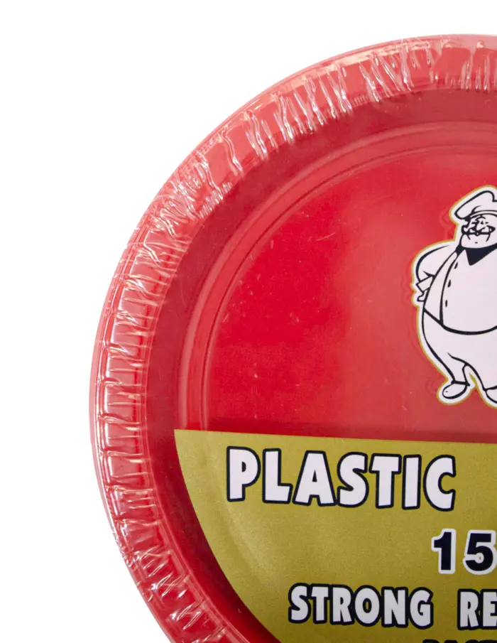 Juego de 15 platos rojos de plástico de 17.8cm - Image 3
