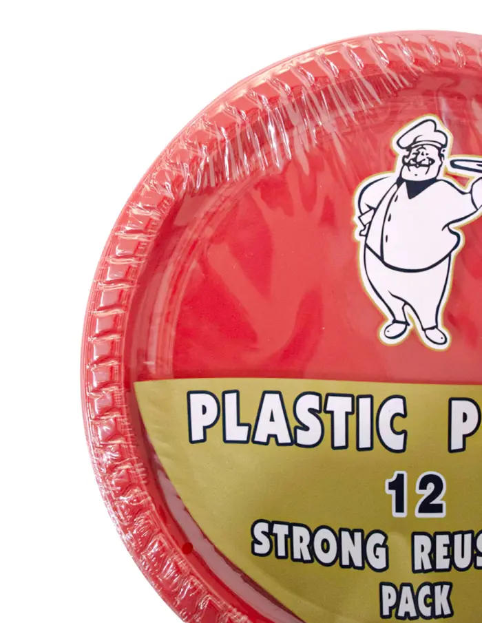 Juego de 12 platos rojos de plástico de 23cm - Image 3