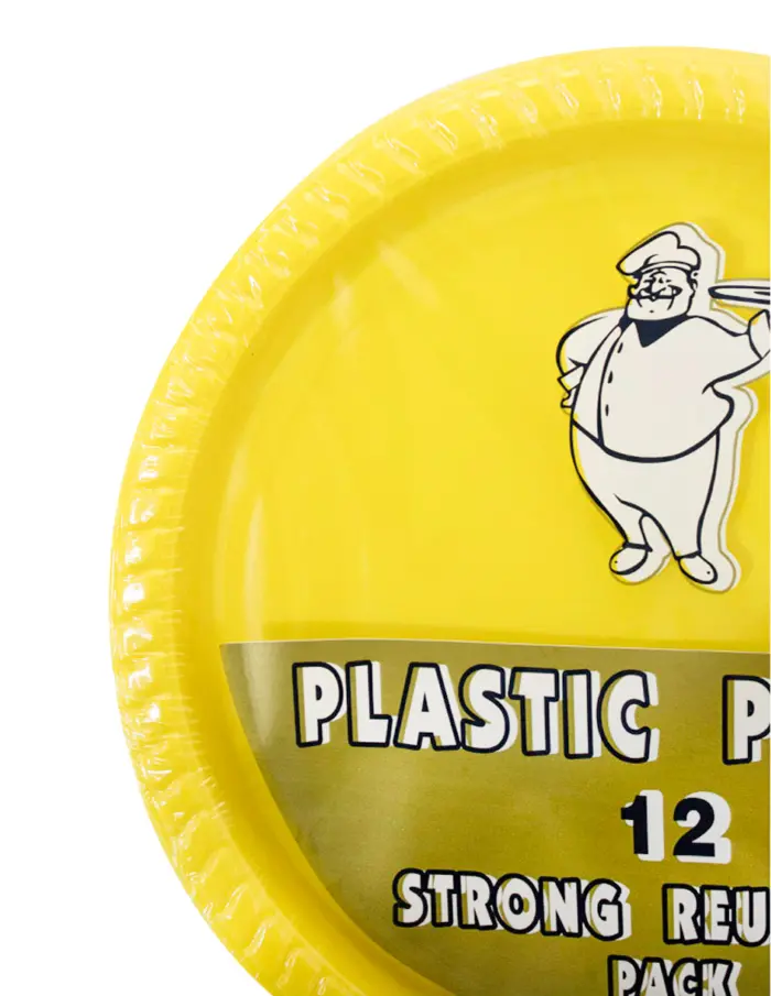 Juego de 12 platos amarillos de plástico de 23cm - Image 3