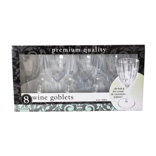 Juego de 8 copas de vino de plástico transparente de 15cm
