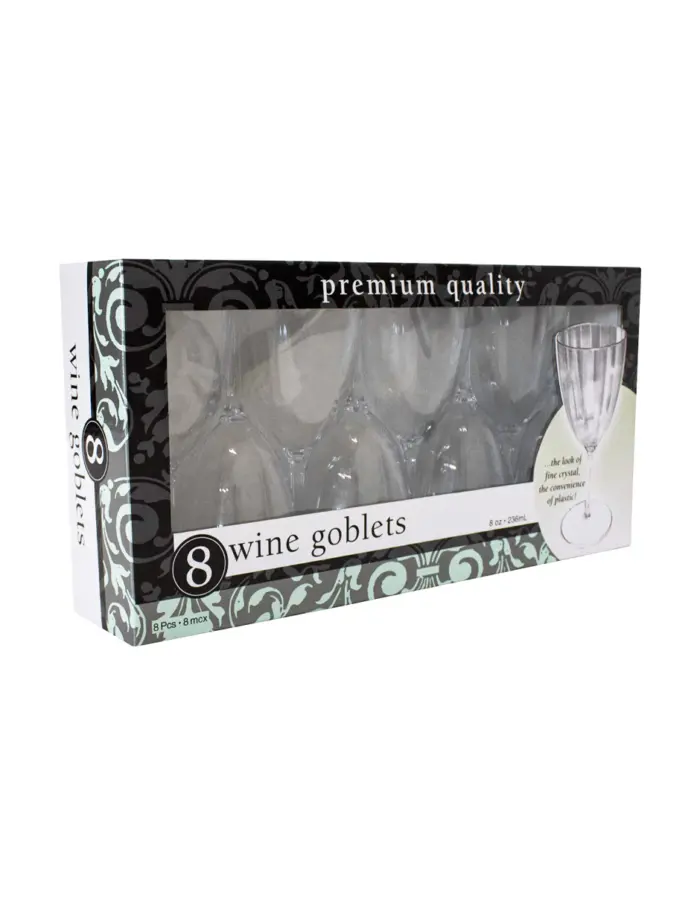 Juego de 8 copas de vino de plástico transparente de 15cm - Image 2