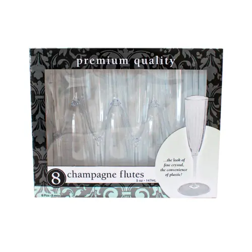 Juego de 8 copas para Champagne transparente de plastico