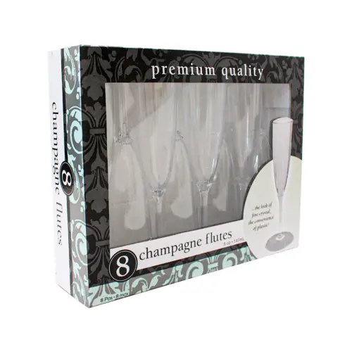 Juego de 8 copas para Champagne transparente de plastico