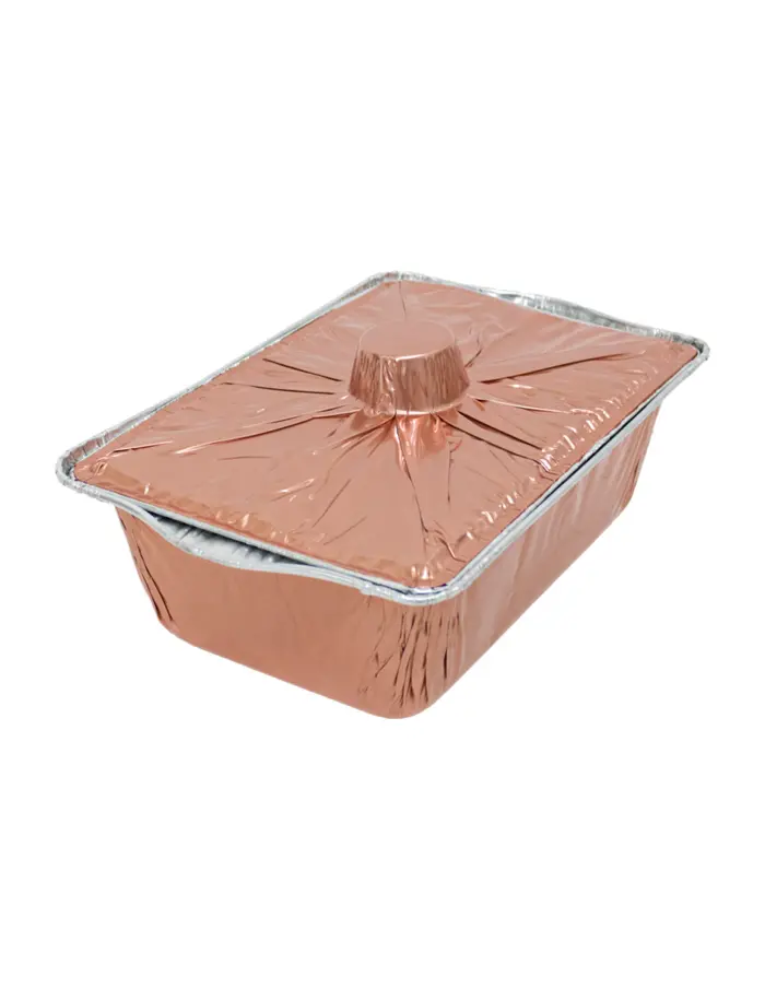 Molde de papel de aluminio rectangular con tapa cobre de 33x21x10cm - Image 4