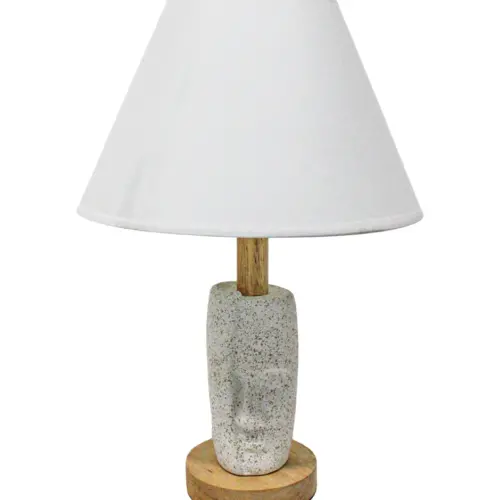 Lámpara de mesa de cerámica con base diseño rostro de color blanco de 25x25x36.5cm