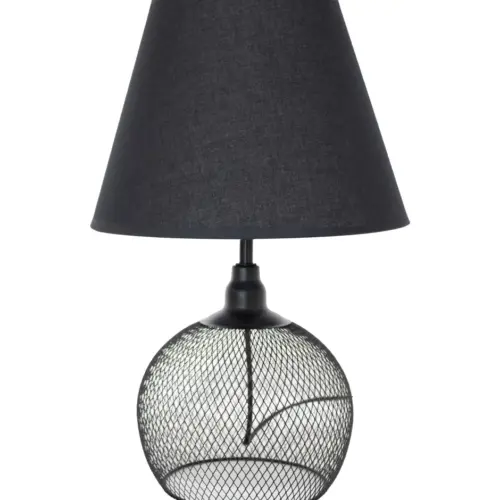 Lámpara de mesa de metal tejido de color negro de 27.5×27.5x43cm