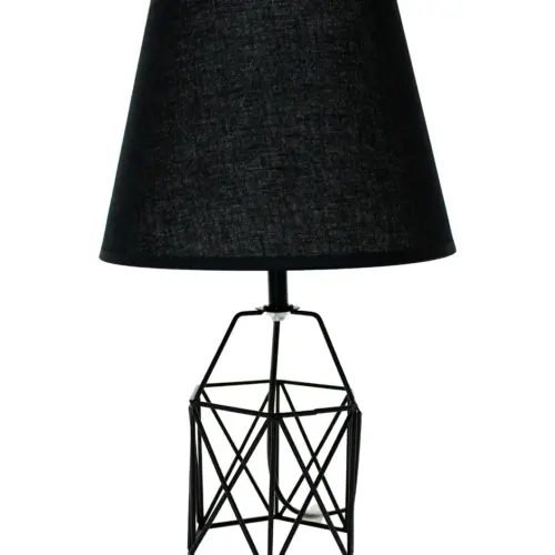Lámpara de mesa de metal cuadrada de color negro de 22.5×22.5×35.5cm
