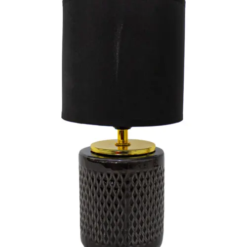 Lámpara de mesa de cerámica de color negro de 15x15x30.5cm
