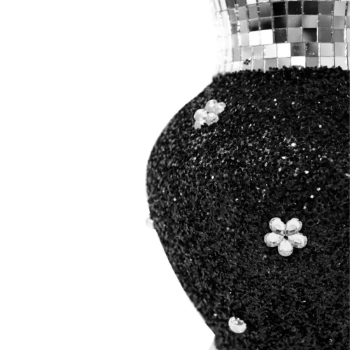 Lámpara de mesa de cerámica diseño piedras brillosas de color negro de 24.5×24.5x39cm