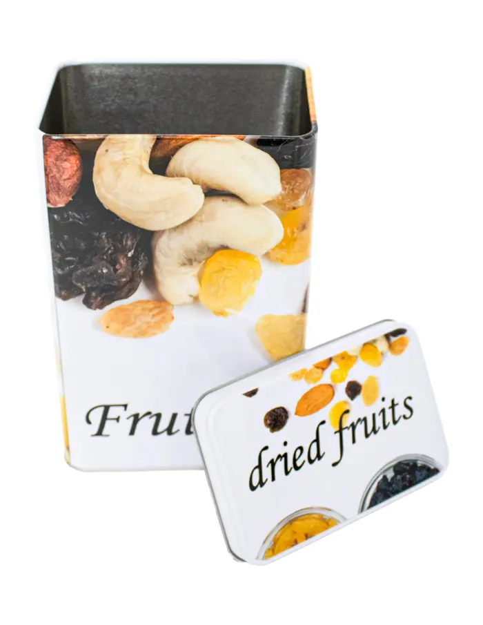 Caja metálica diseño mixtos de frutos dulces y pastas de 8x12x19cm - Image 6