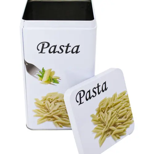 Caja de metal diseño mixtos pasta y café de 10x10x17.8cm