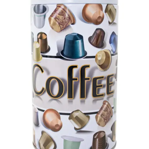 Caja de metal redonda diseño café de 10.8×10.8x19cm