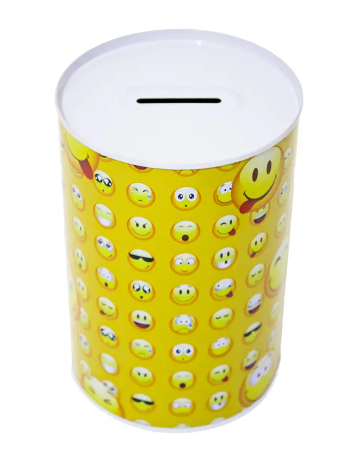 Alcancía de metal estampado emojis de 10x10x15cm - Image 2