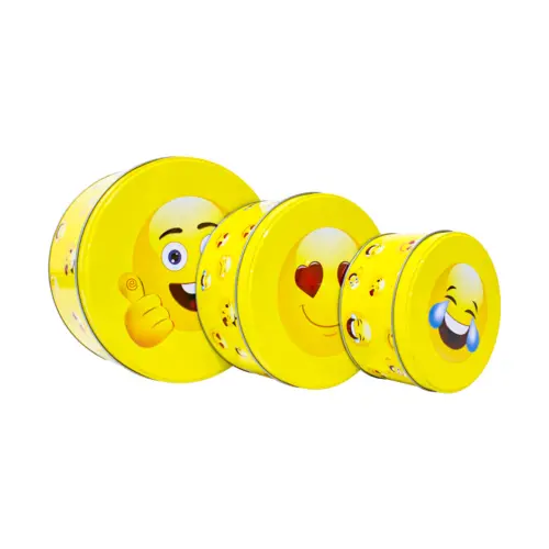 Juego de 3 cajas de metal diseño emojis de 9.5×9.5x20cm