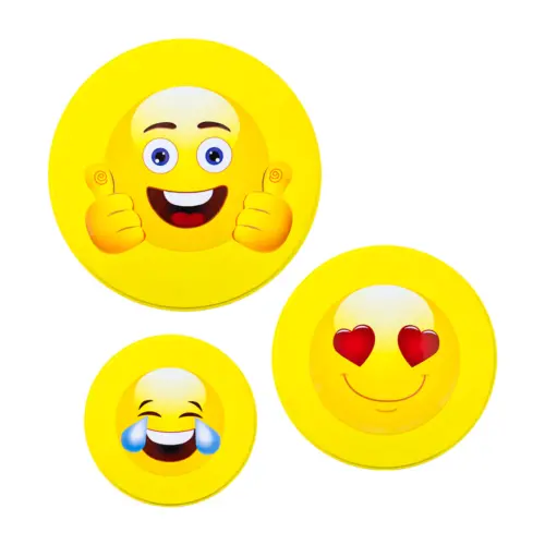 Juego de 3 cajas de metal diseño emojis de 9.5×9.5x20cm