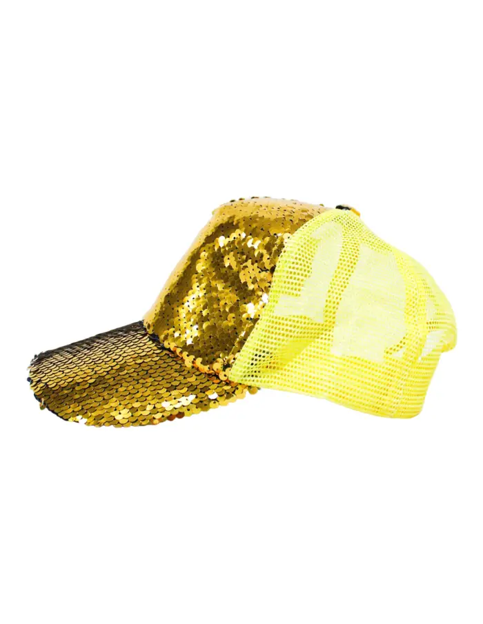 Gorra de lentejuela dorada con amarillo - Image 2