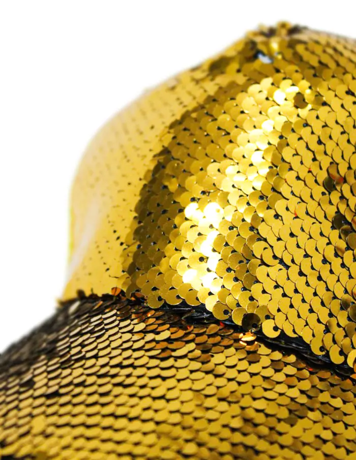 Gorra de lentejuela dorada con amarillo - Image 3