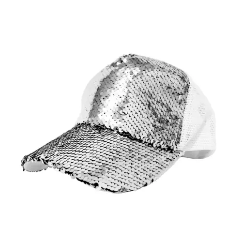 Gorra de lentejuela blanca