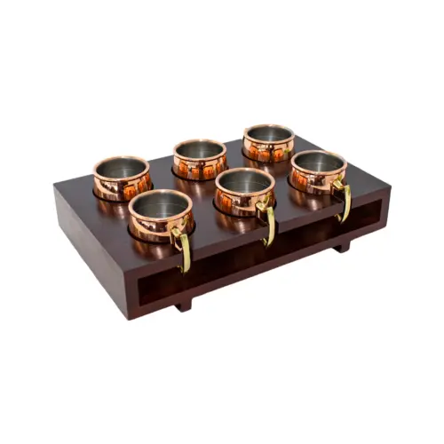Juego de 6 tazas de acero inoxidable cobre en base de 304ml