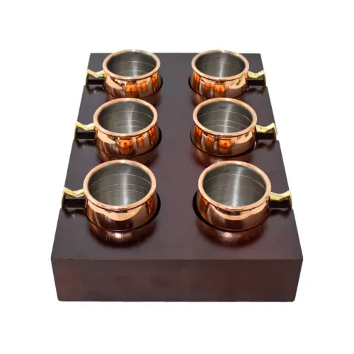 Juego de 6 tazas de acero inoxidable cobre en base de 304ml