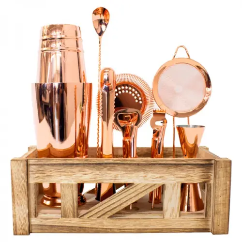 Juego de 12 piezas para coctelería de acero inoxidable cobre