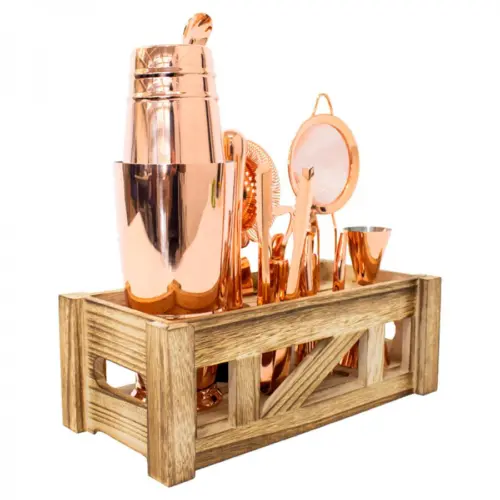 Juego de 12 piezas para coctelería de acero inoxidable cobre