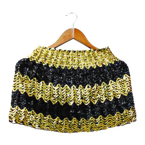 Falda de lentejuelas dorada con negro de 28x33x0.1cm