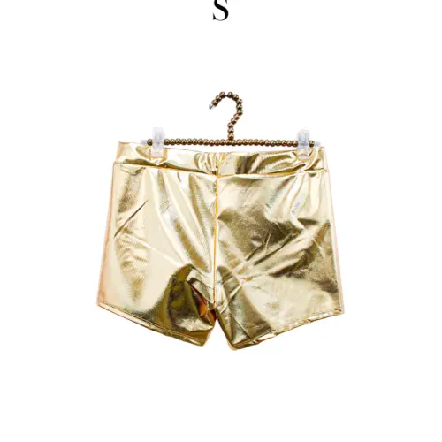 Short metálico dorado talla S de 32x30x0.1cm