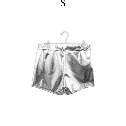 Short metálico plateado talla S de 32x30x0.1cm