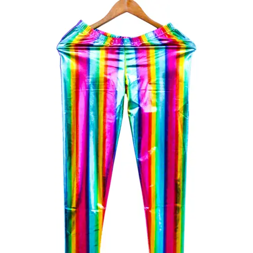 Pantalón metálico arcoíris talla S de 32x90x0.1cm
