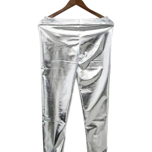 Pantalón metálico plateado talla S de 32x90x0.1cm