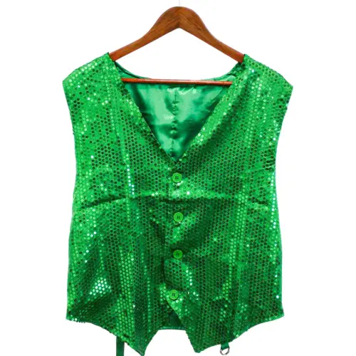 Chaleco de lentejuela verde de108x69x0.1cm