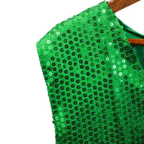 Chaleco de lentejuela verde de108x69x0.1cm