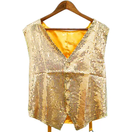 Chaleco de lentejuela dorado de108x69x0.1cm