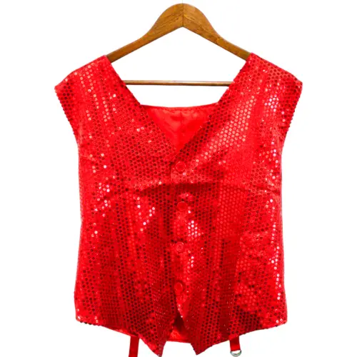 Chaleco de lentejuela rojo de108x69x0.1cm