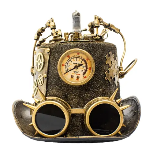 Sombrero con reloj y lentes negro con dorado