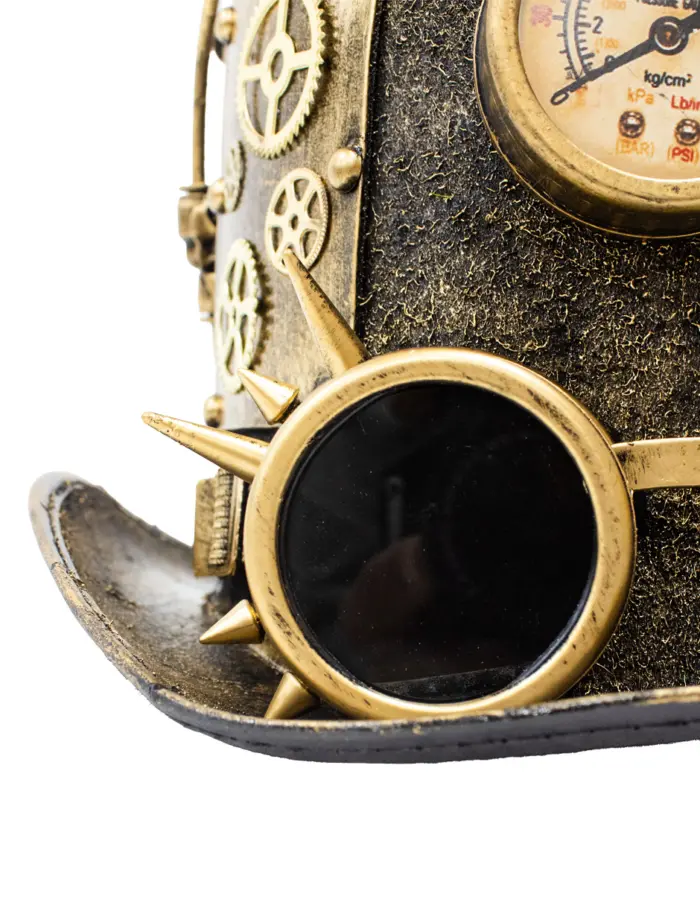 Sombrero con reloj y lentes negro con dorado - Image 3
