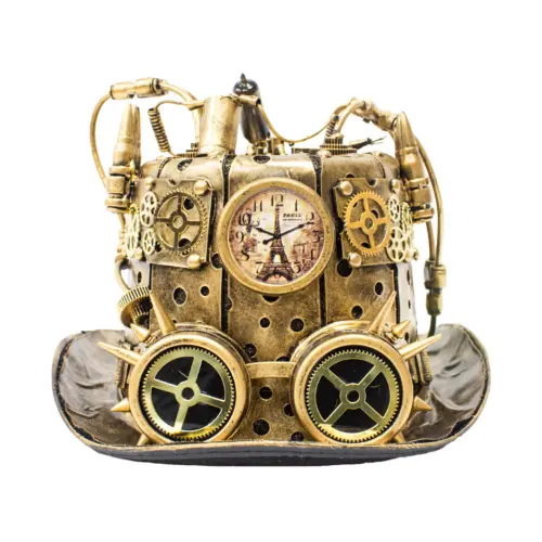 Sombrero con reloj y lentes dorado