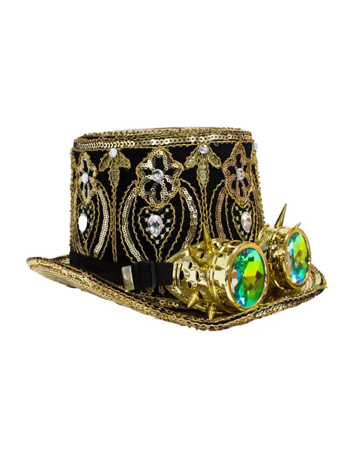 Sombrero dorado con lentes verdes de picos - Image 2