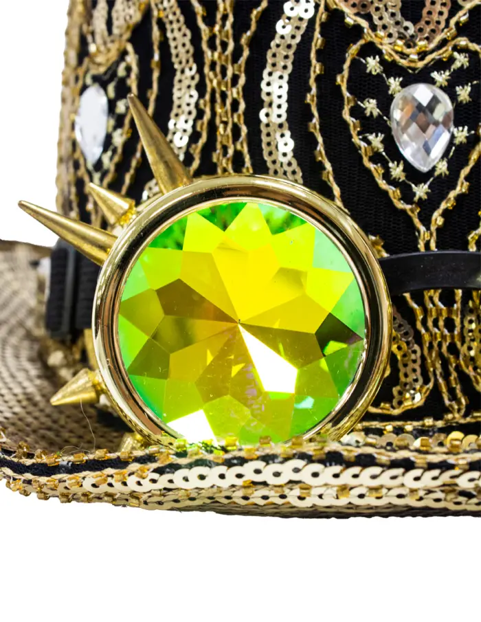 Sombrero dorado con lentes verdes de picos - Image 4