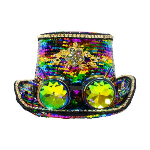 Sombrero multicolor con lentes
