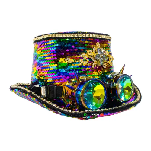 Sombrero multicolor con lentes